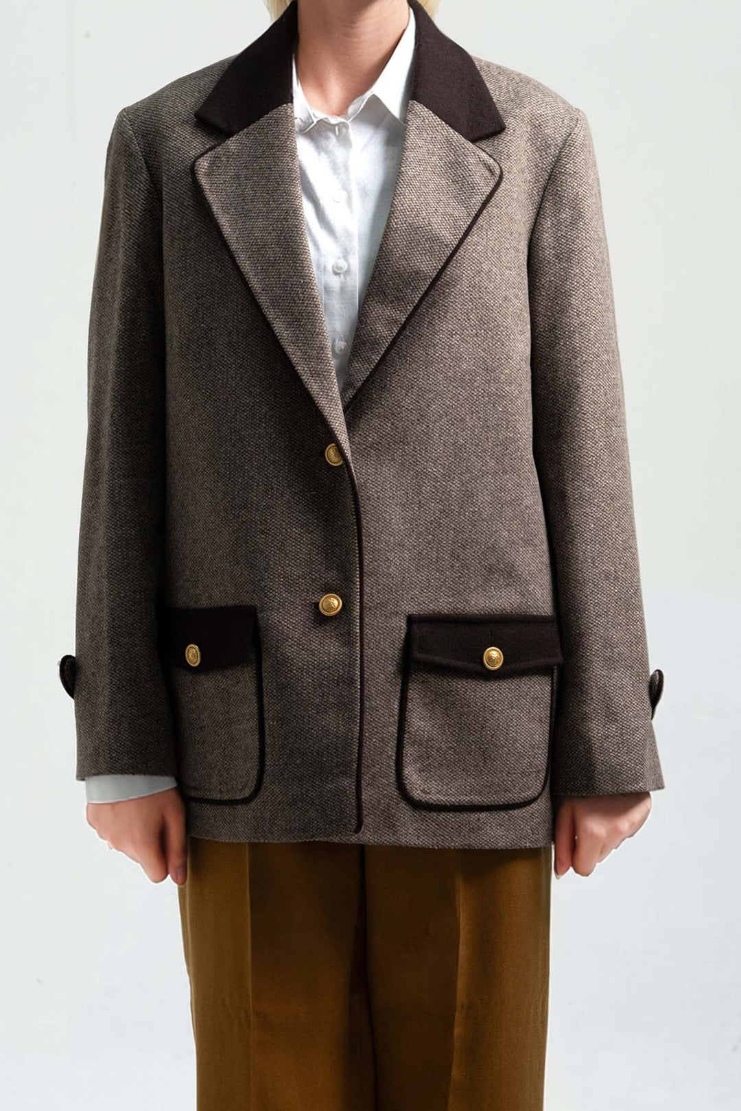 Contrast Collar Blazer