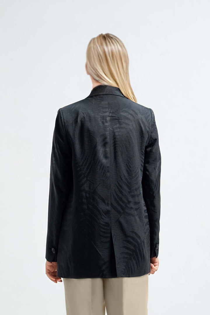 Black Self Printed Blazer