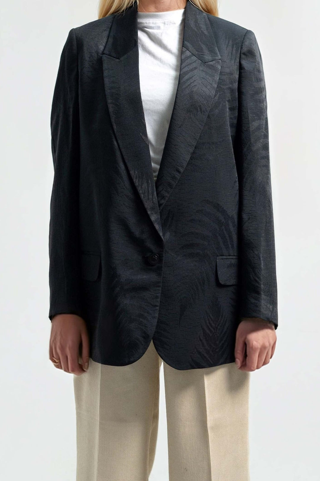 Black Self Printed Blazer