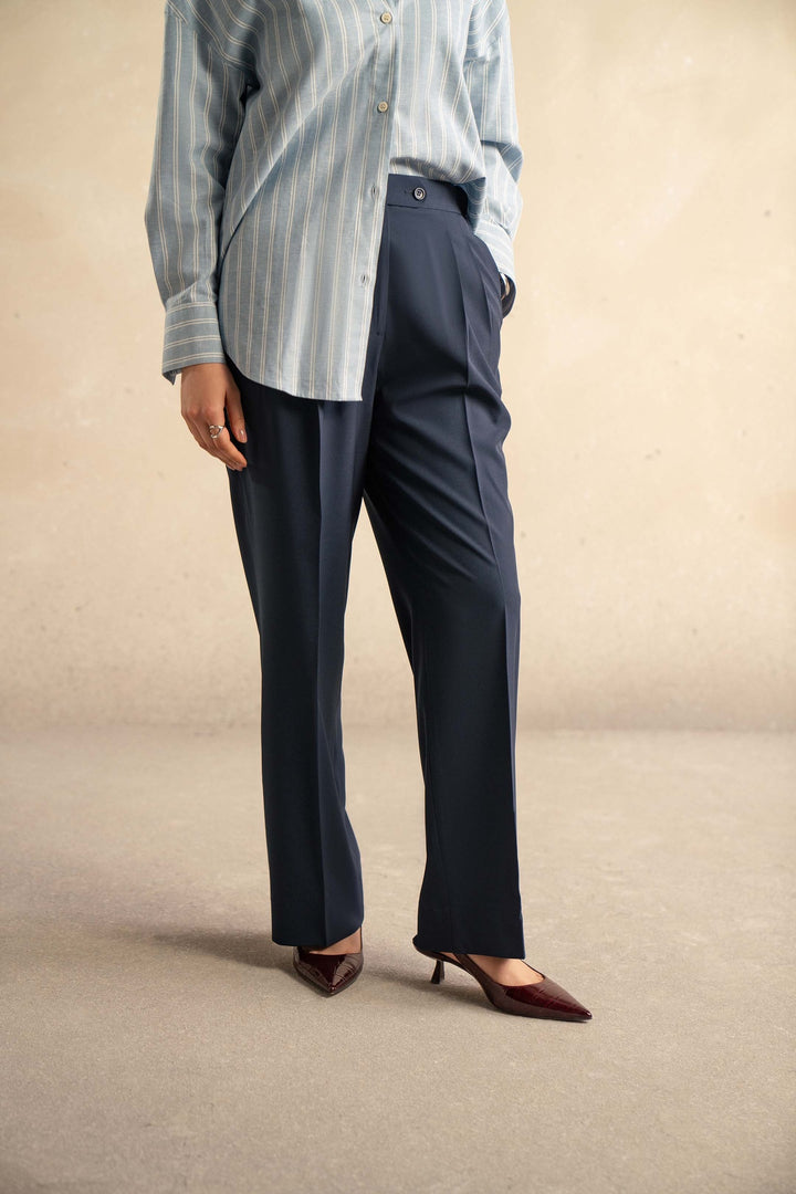 Navy Blue Straight Fit Trouser