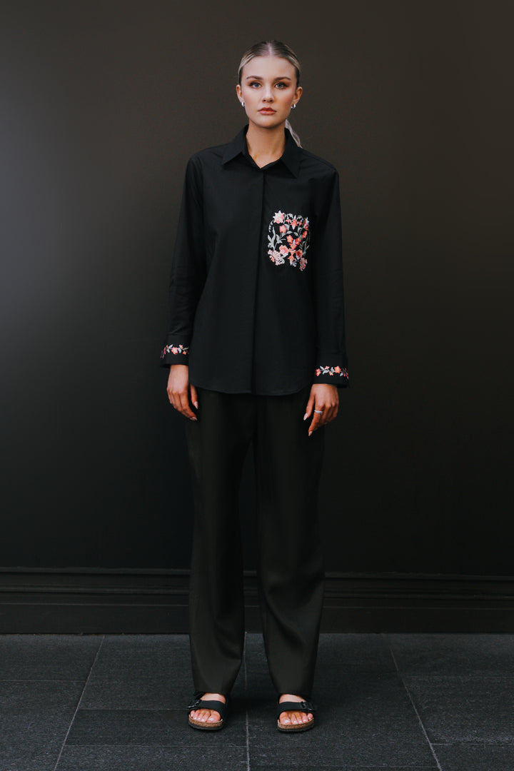 Black Embroidered Shirt