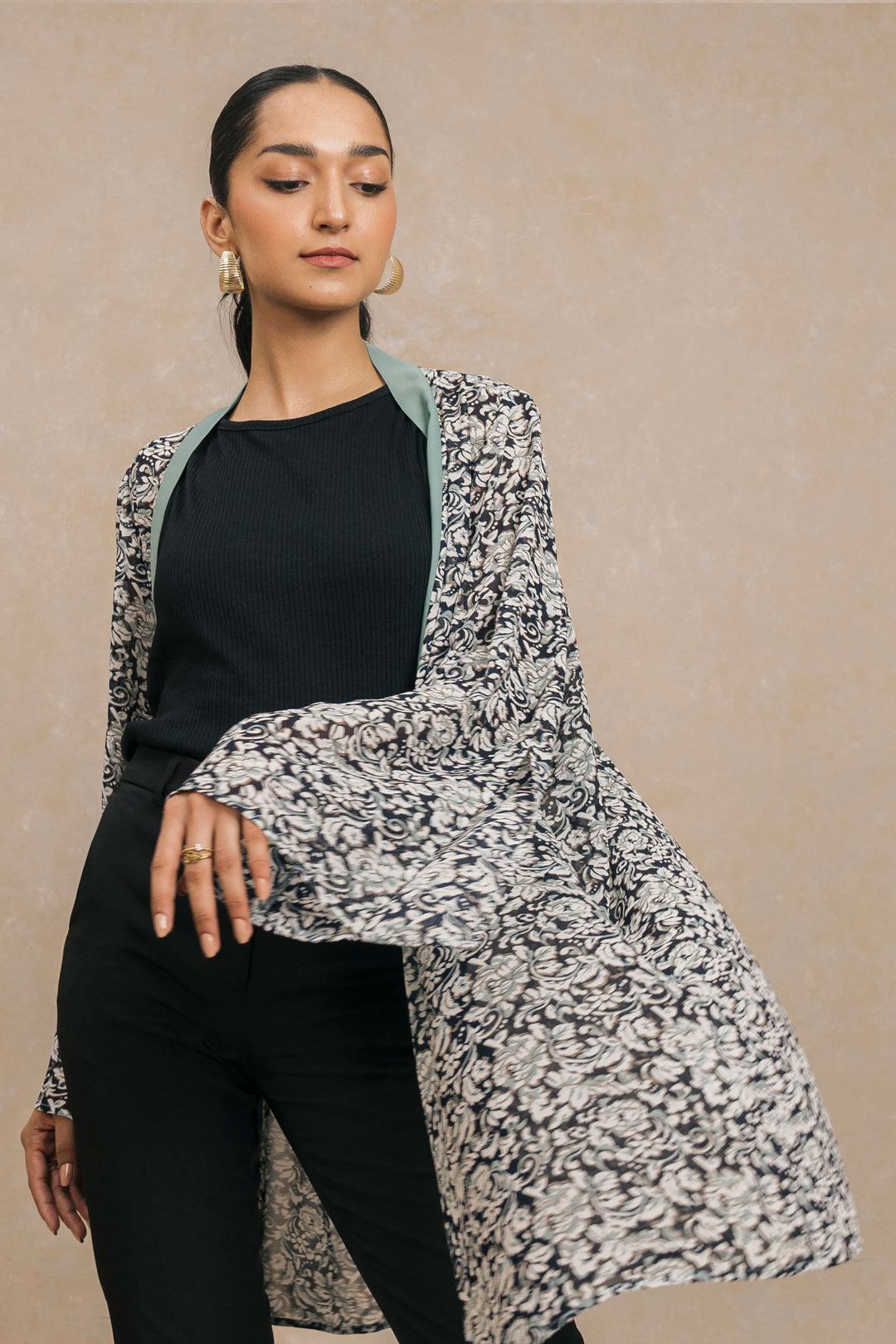 Green Print Shrug for women