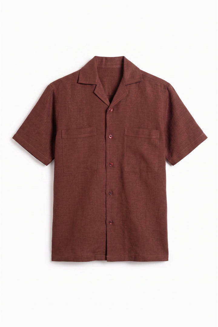 Burgundy Linen Resort Shirt
