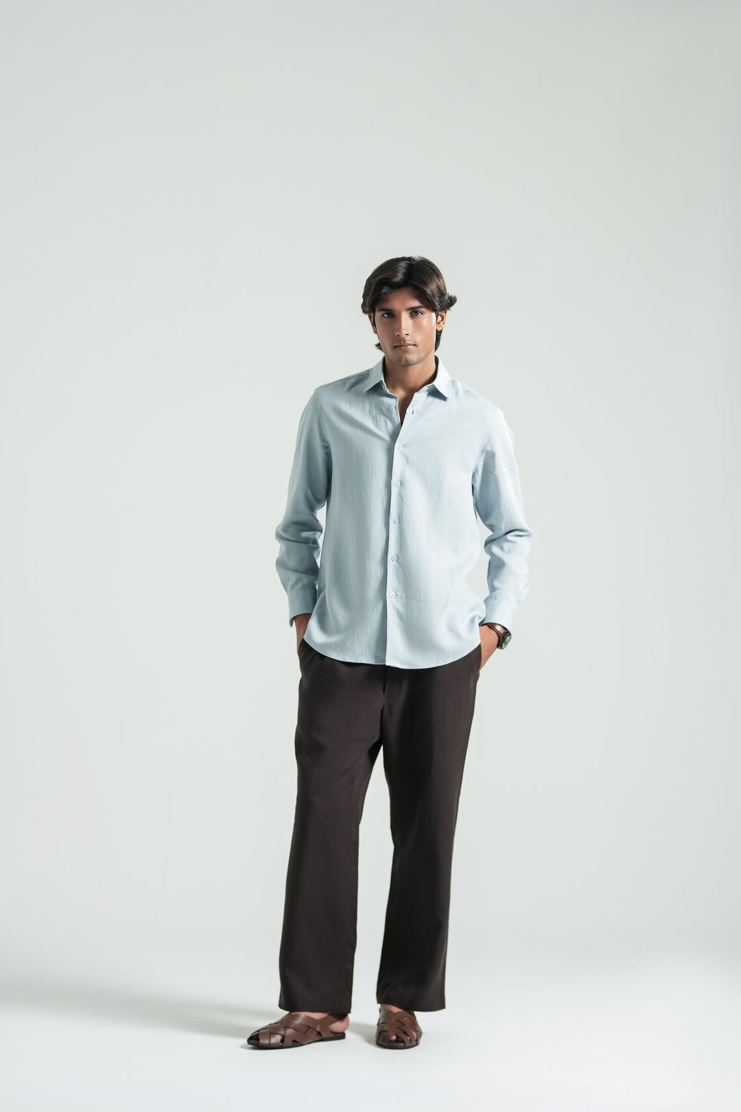 Ice Blue Linen Shirt