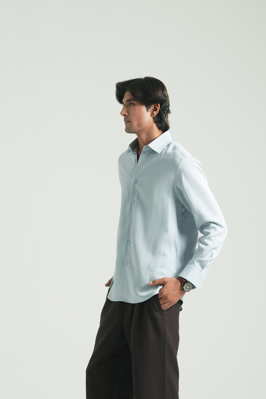 Ice Blue Linen Shirt