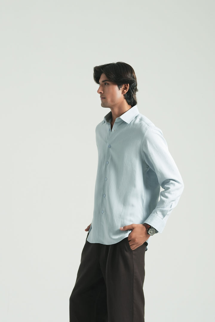 Ice Blue Linen Shirt