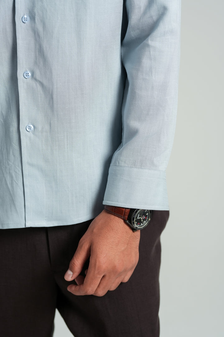 Ice Blue Linen Shirt