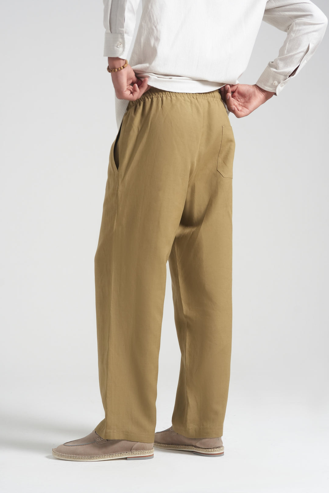 Olive Mustard Linen Loose Fit Trouser
