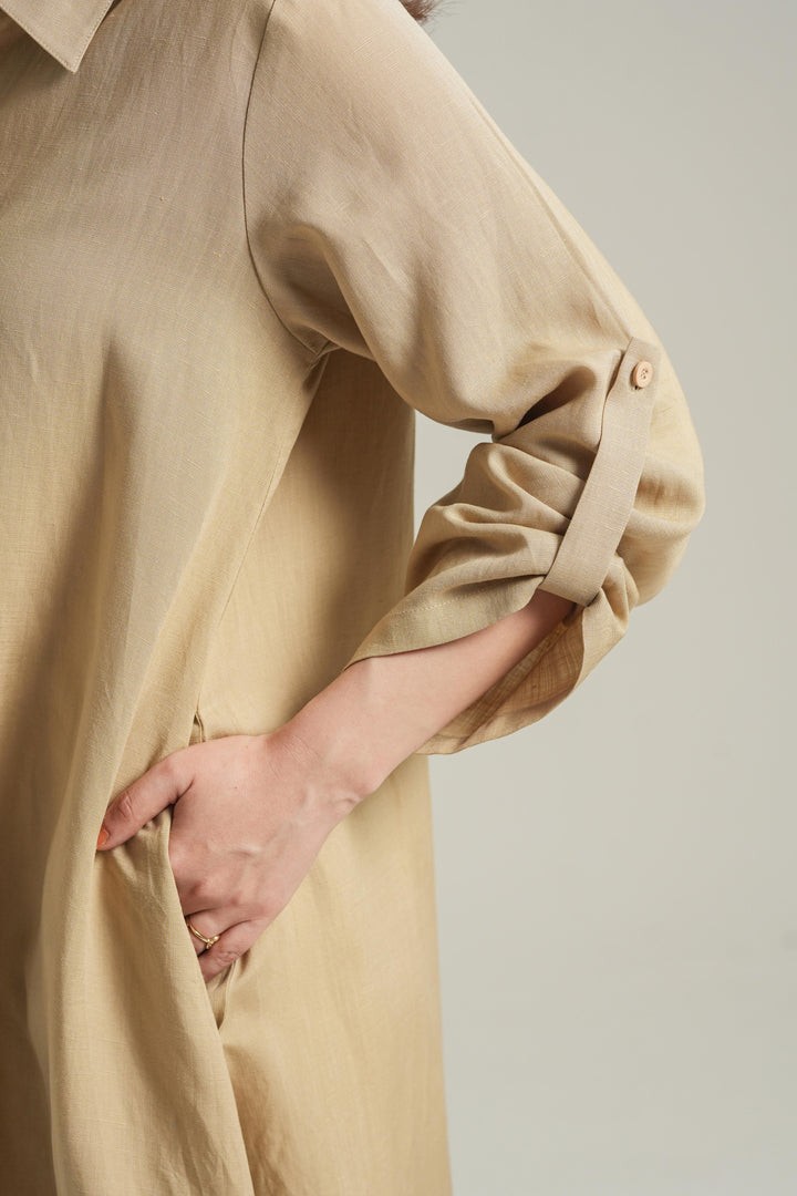 Beige Linen Long Dress
