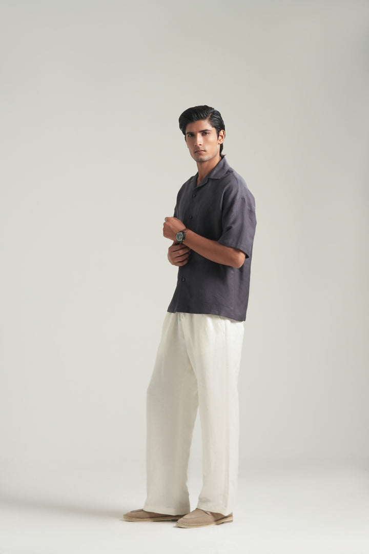 Dark Purple Linen Resort Shirt