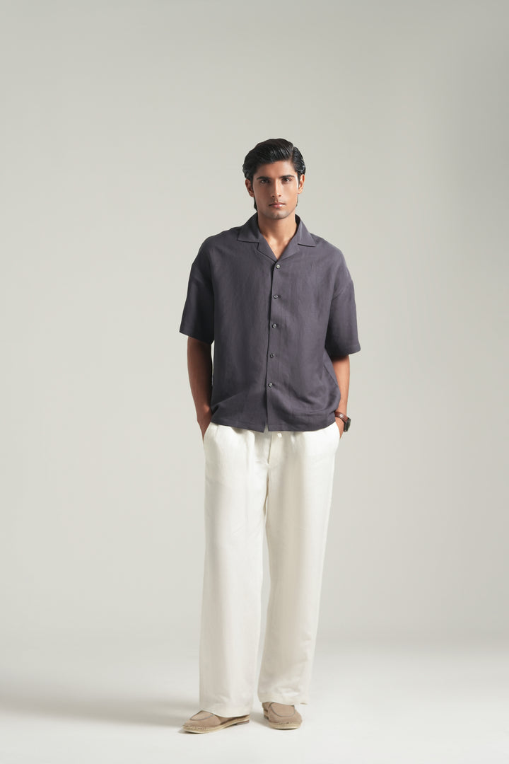 Dark Purple Linen Resort Shirt