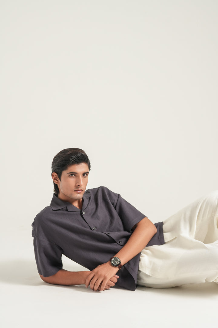 Dark Purple Linen Resort Shirt