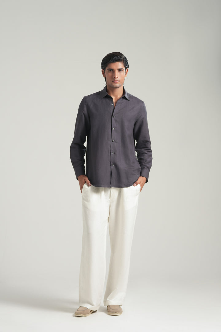 Dark Purple Linen Shirt
