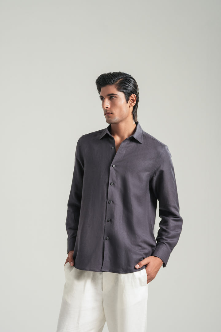 Dark Purple Linen Shirt