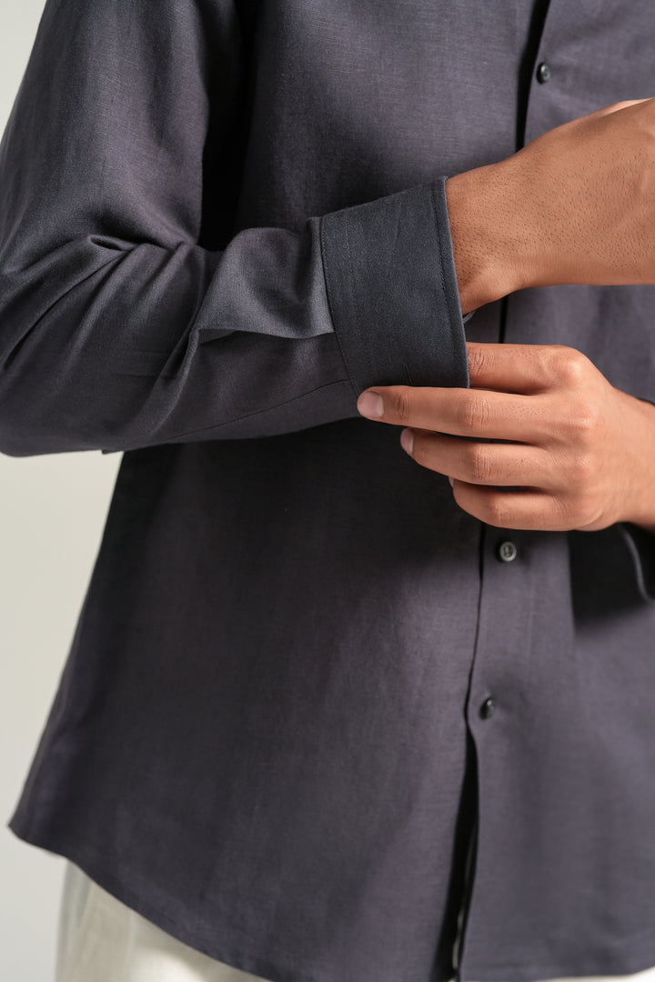 Dark Purple Linen Shirt