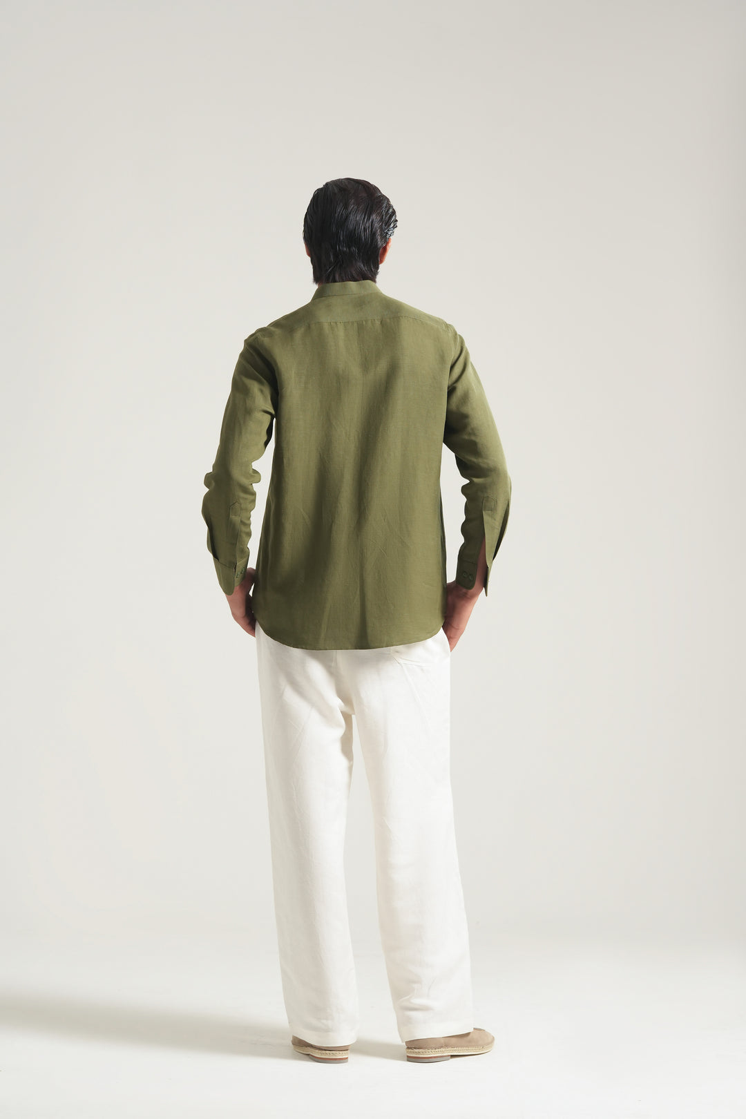 Olive Mao Collar Linen Shirt