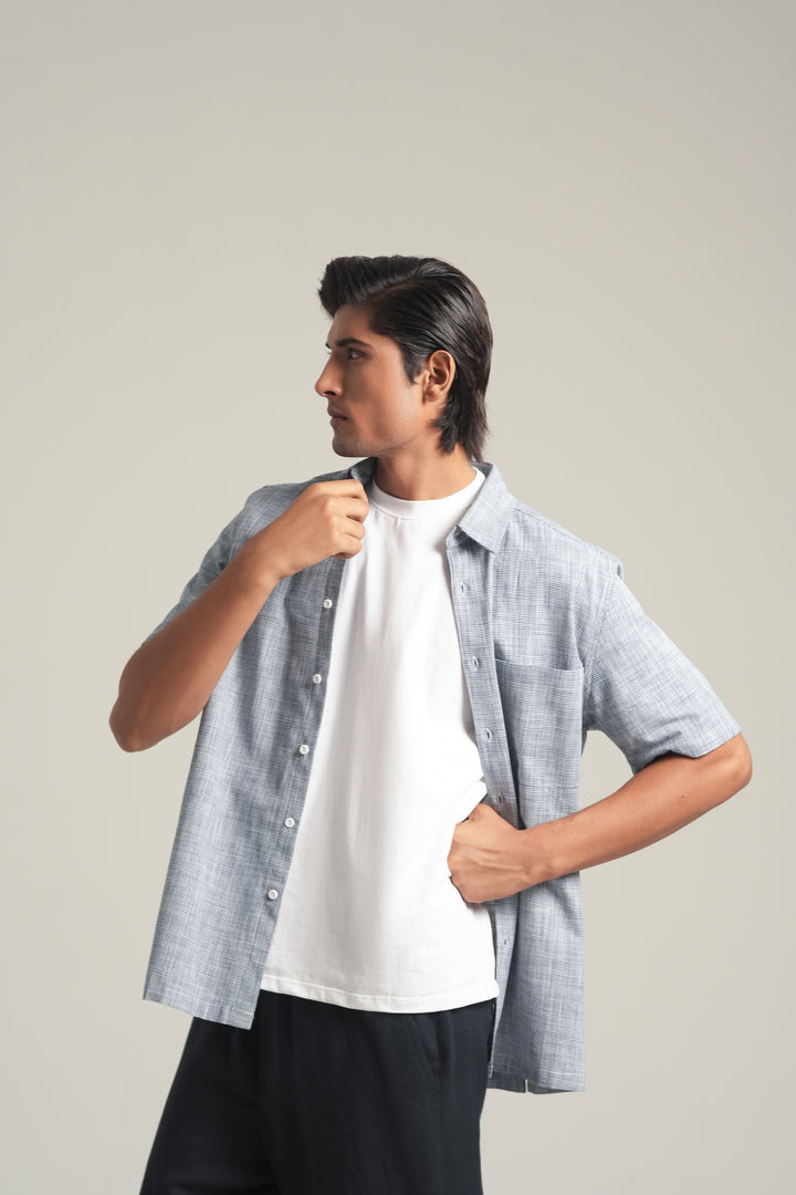 Blue Short Sleeves Shirt