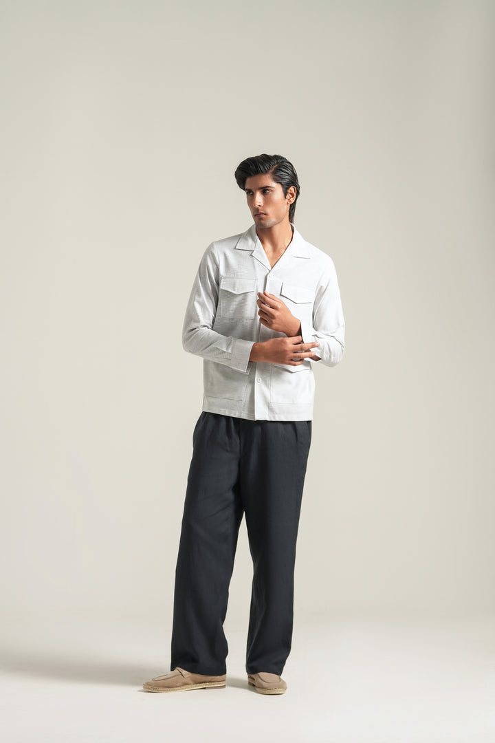 Light Grey Textured Safari Shirt