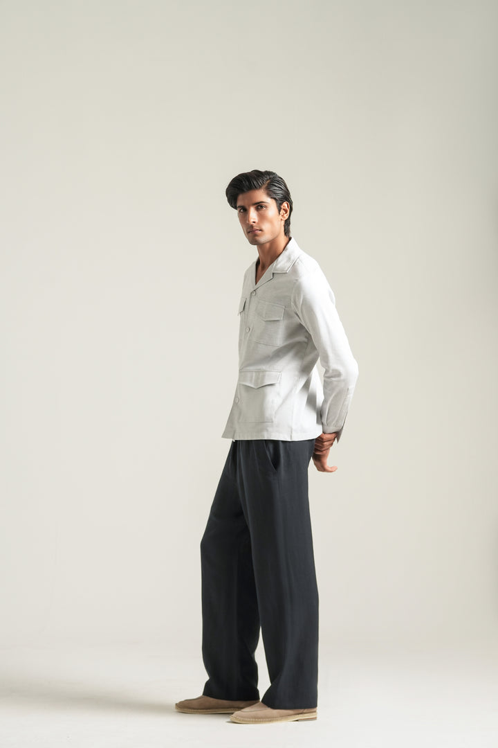 Light Grey Textured Safari Shirt