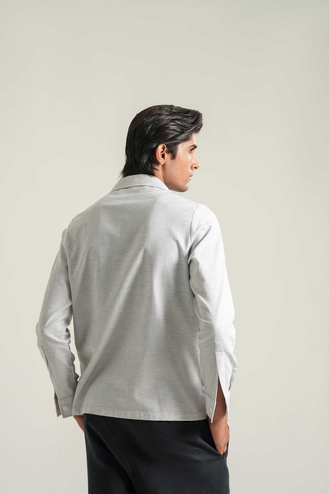 Light Grey Textured Safari Shirt