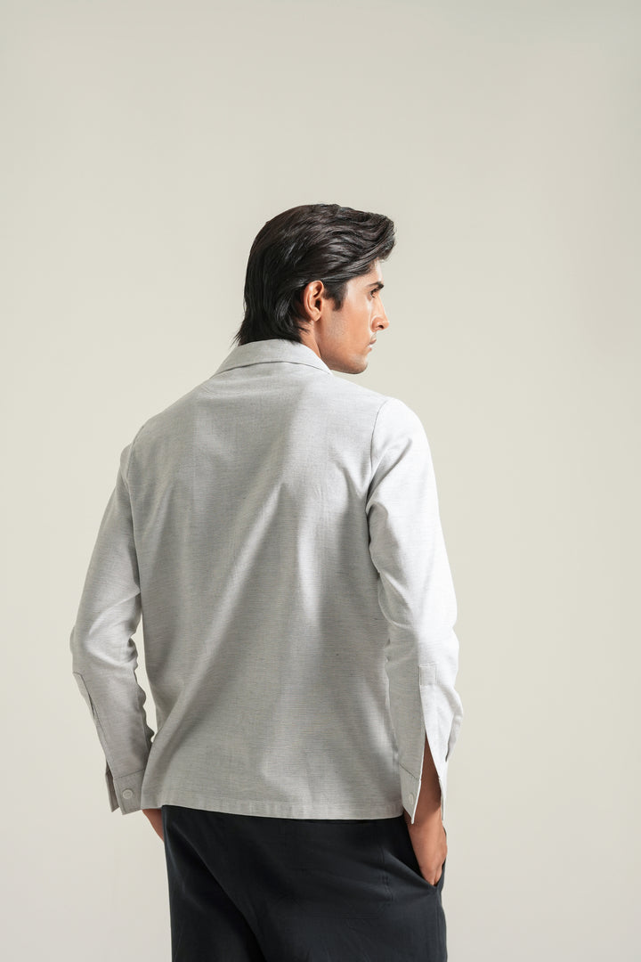 Light Grey Textured Safari Shirt