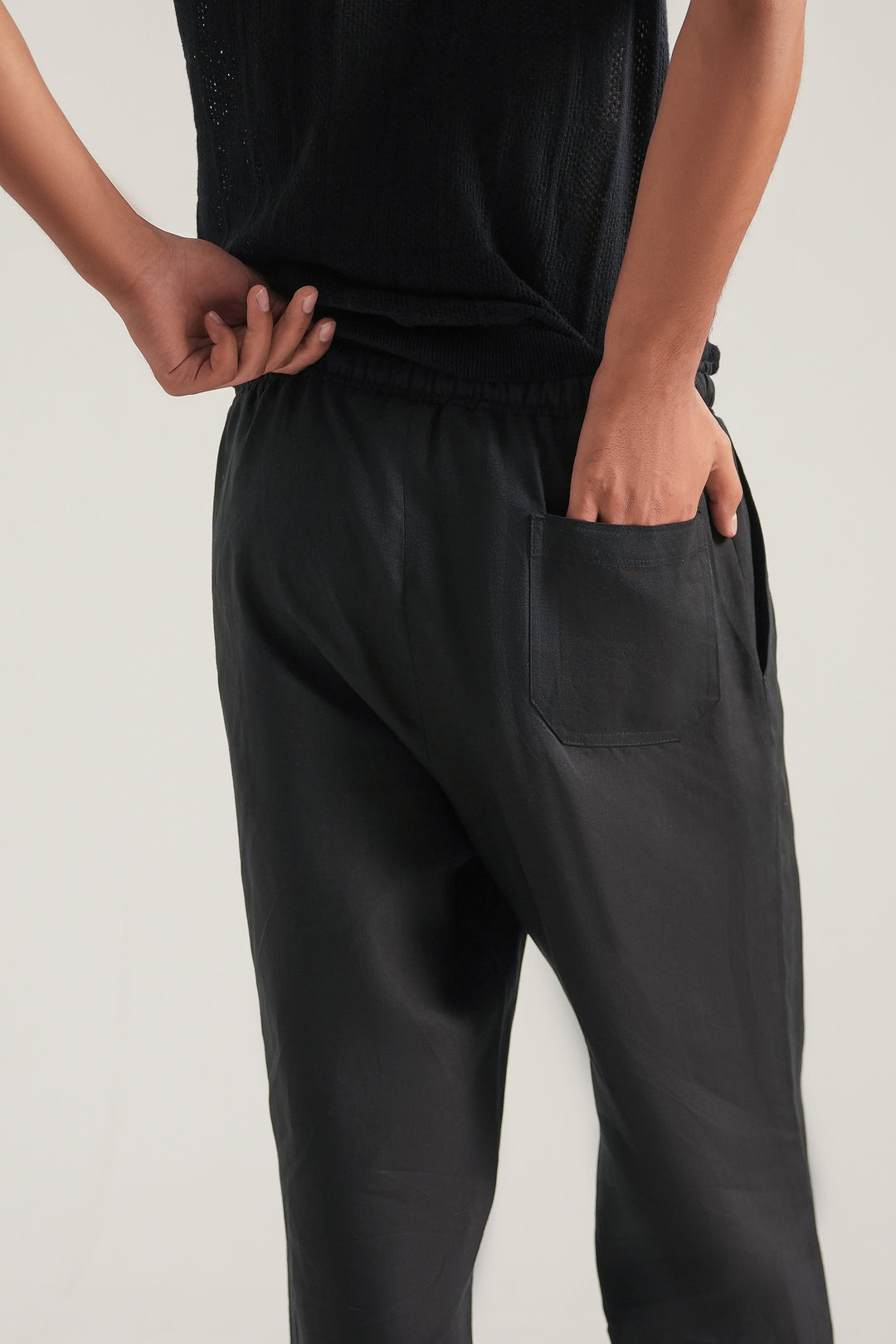Black Linen Loose Fit Trouser