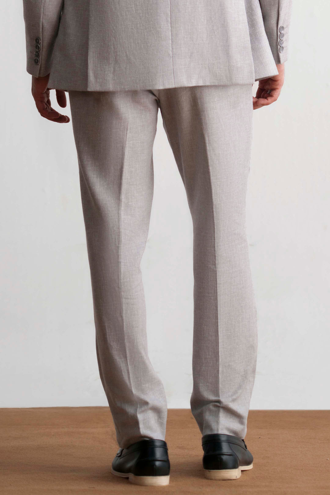 Grey Linen Pleated Trouser