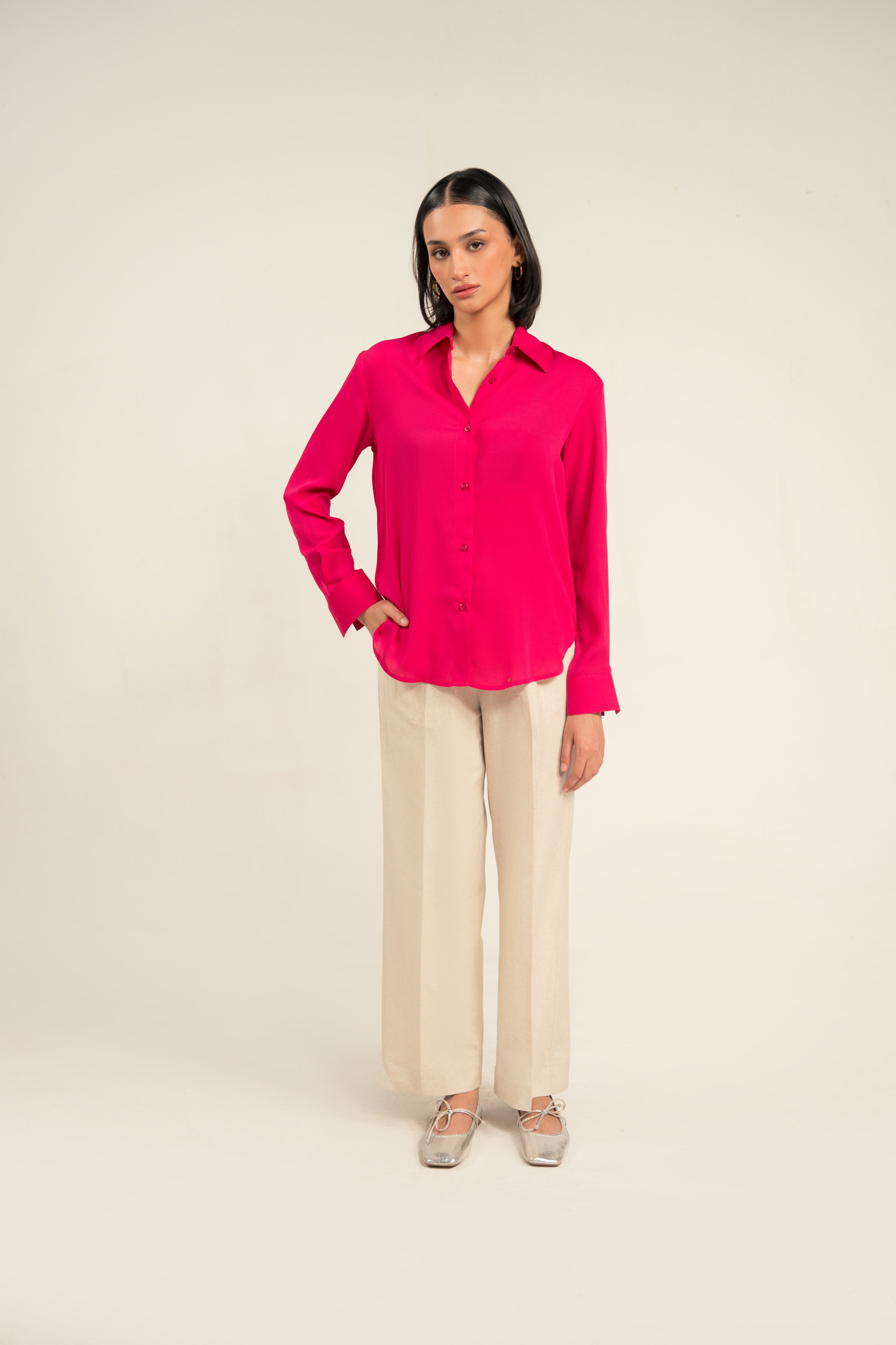 Hot pink shirt womens hotsell