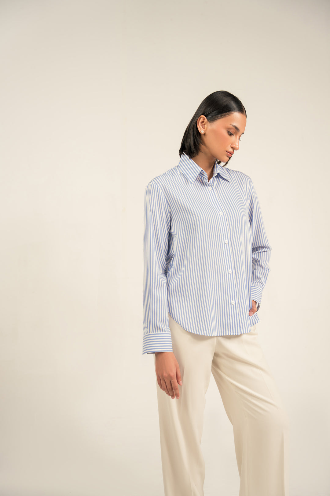 White Striped Shirt Women