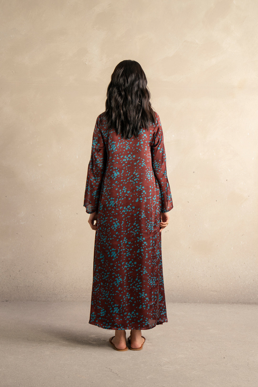 Burgundy Printed Long Dress