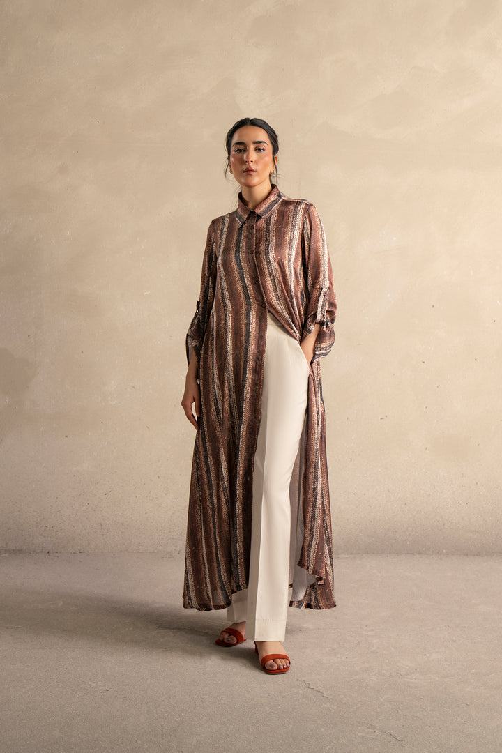 Brown Printed Long Dress