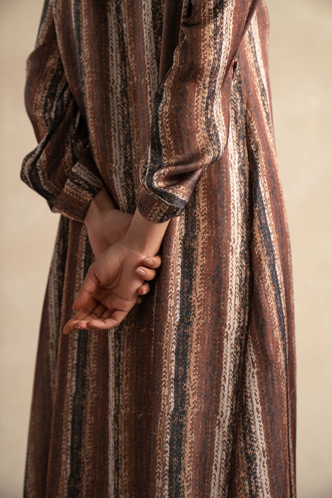 Brown Printed Long Dress