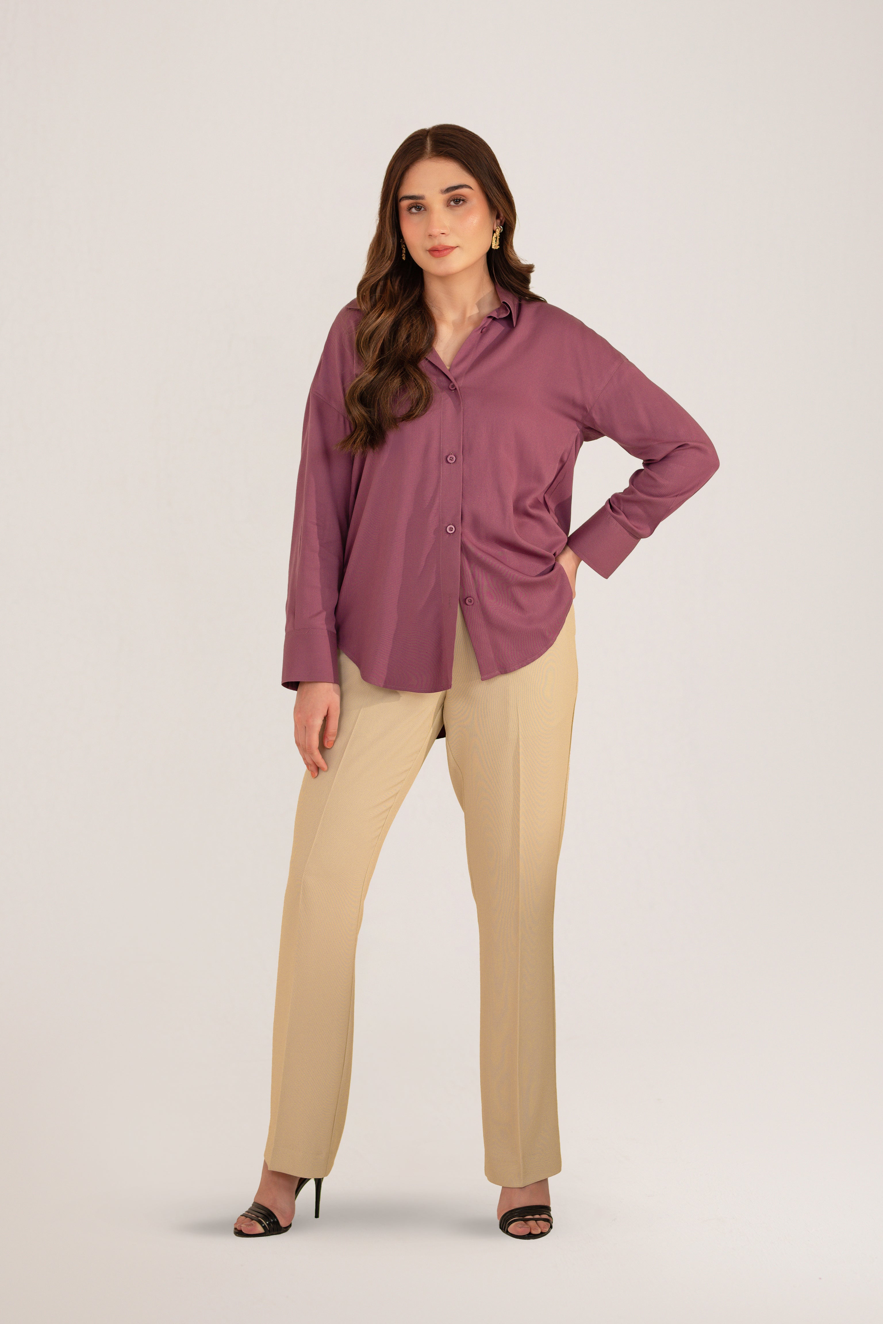 Mauve Poly Cotton Shirt