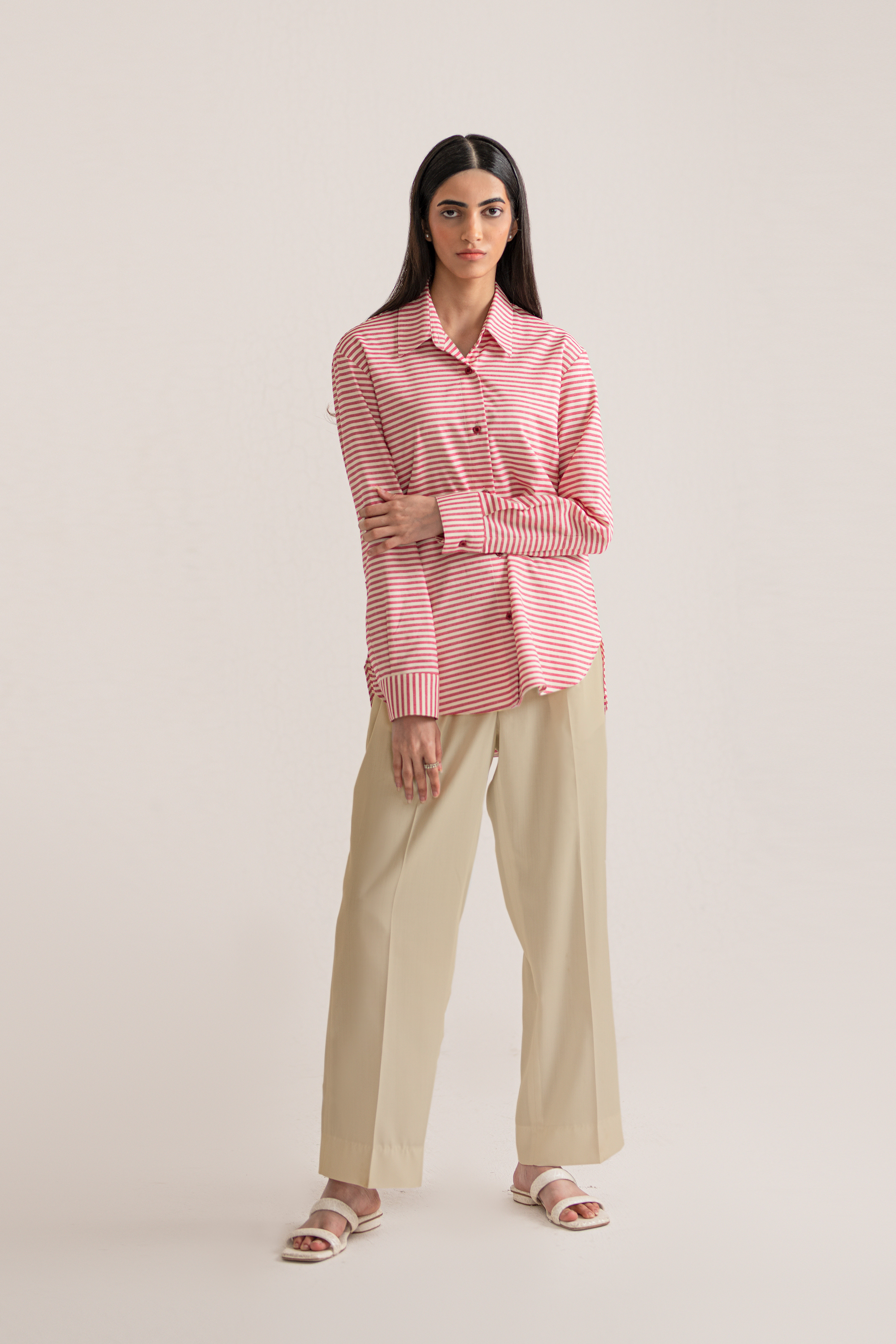 Beige Straight Fit Trouser