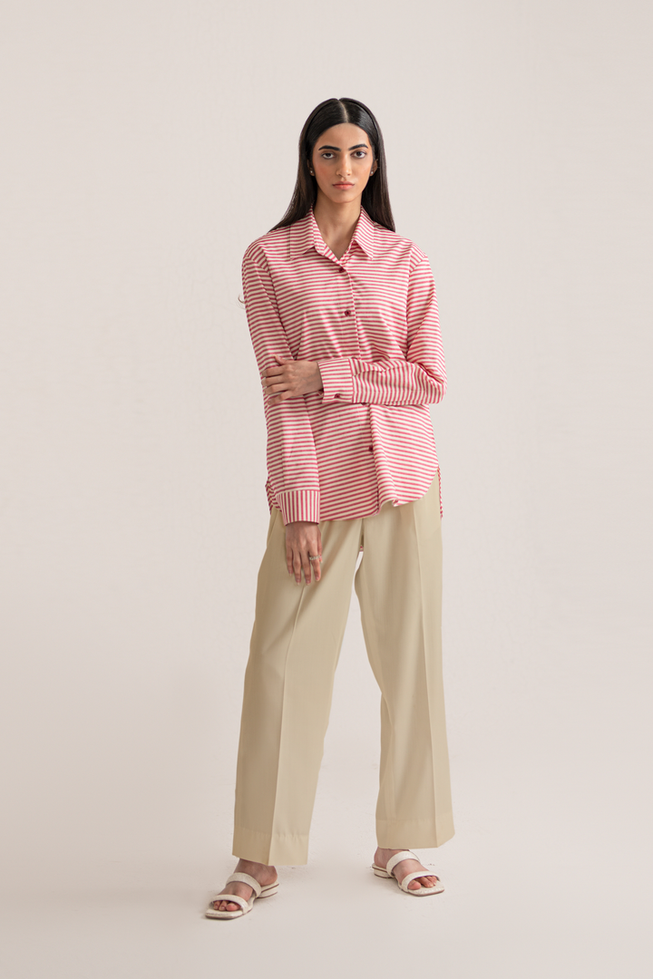 Beige Straight Fit Trouser