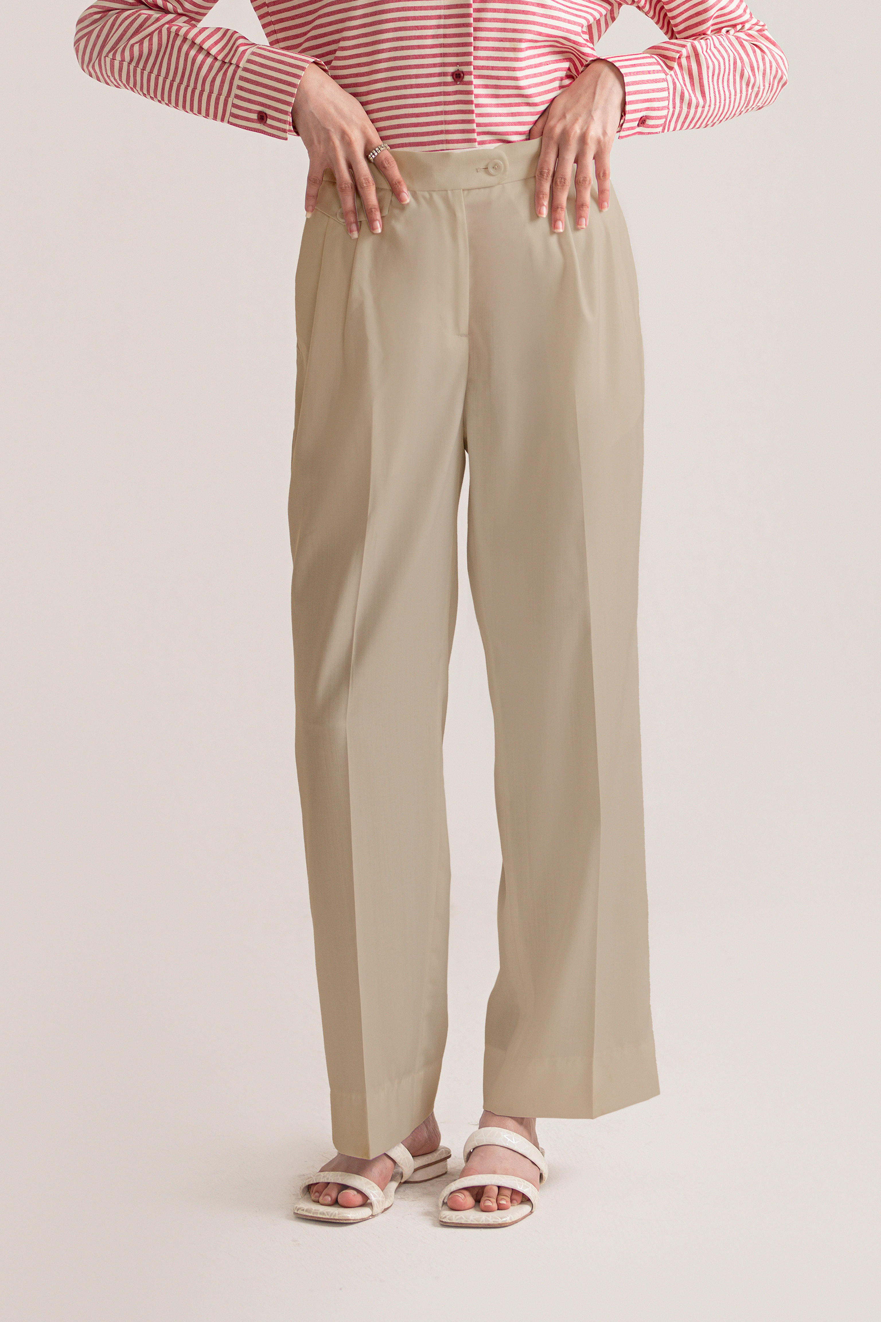 Beige Straight Fit Trouser price