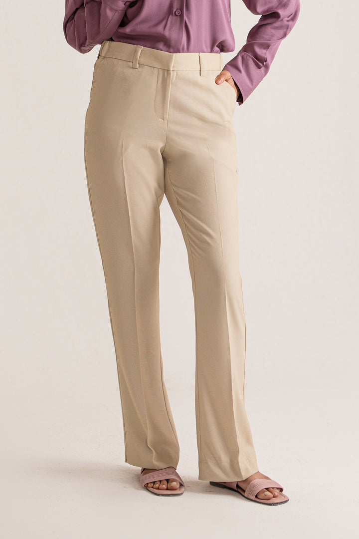 Beige Flared Trouser for women