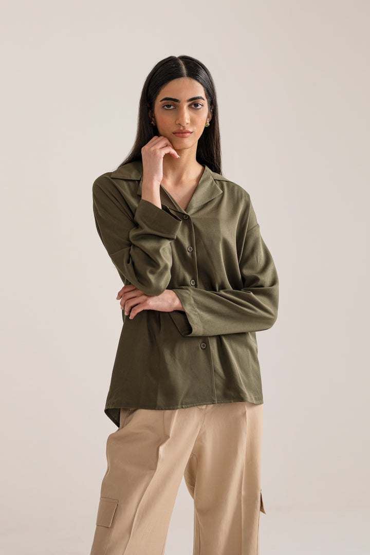 Olive Full Sleeve Resort Shirt price