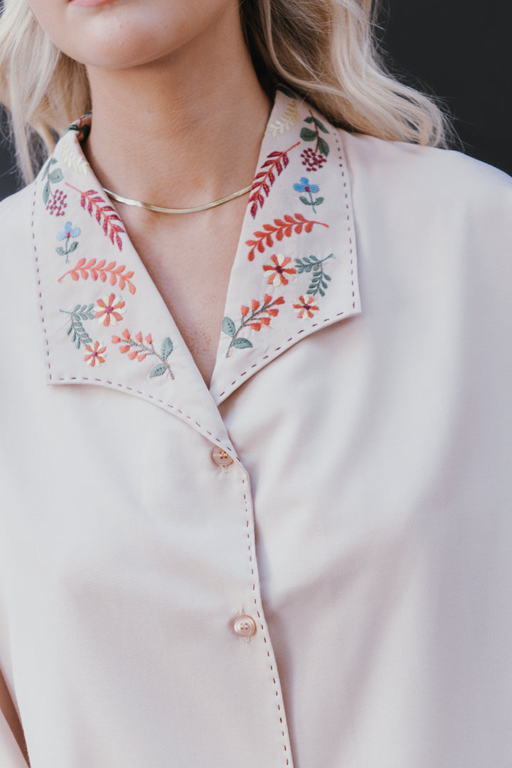 Beige Embroidered Shirt