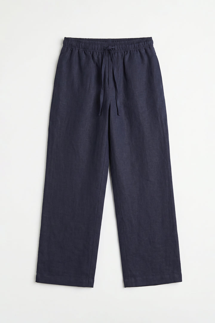 Navy Linen Trouser