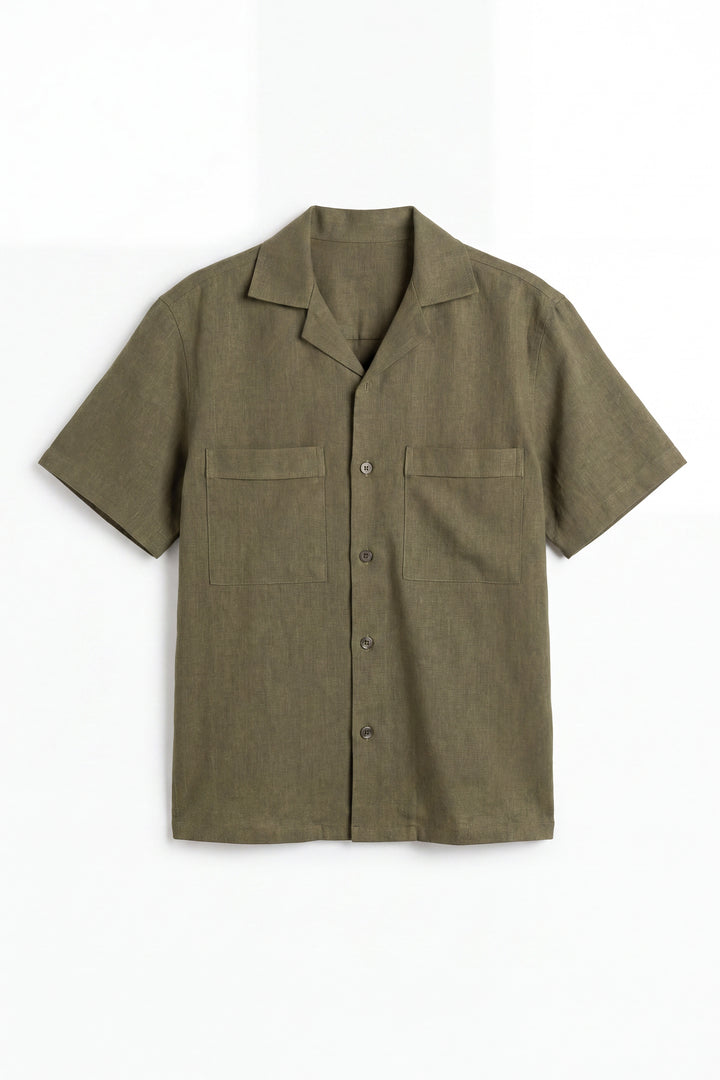 Olive Linen Resort Shirt