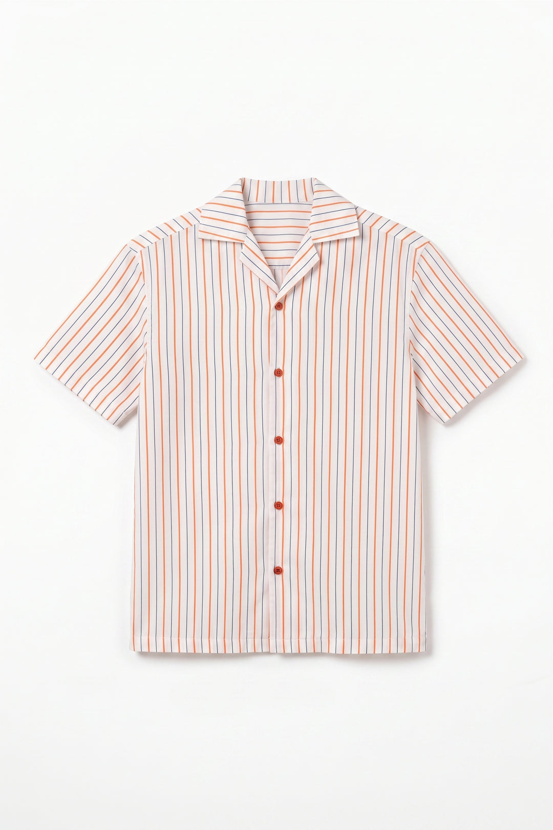 Orange Striped Cotton Shirt