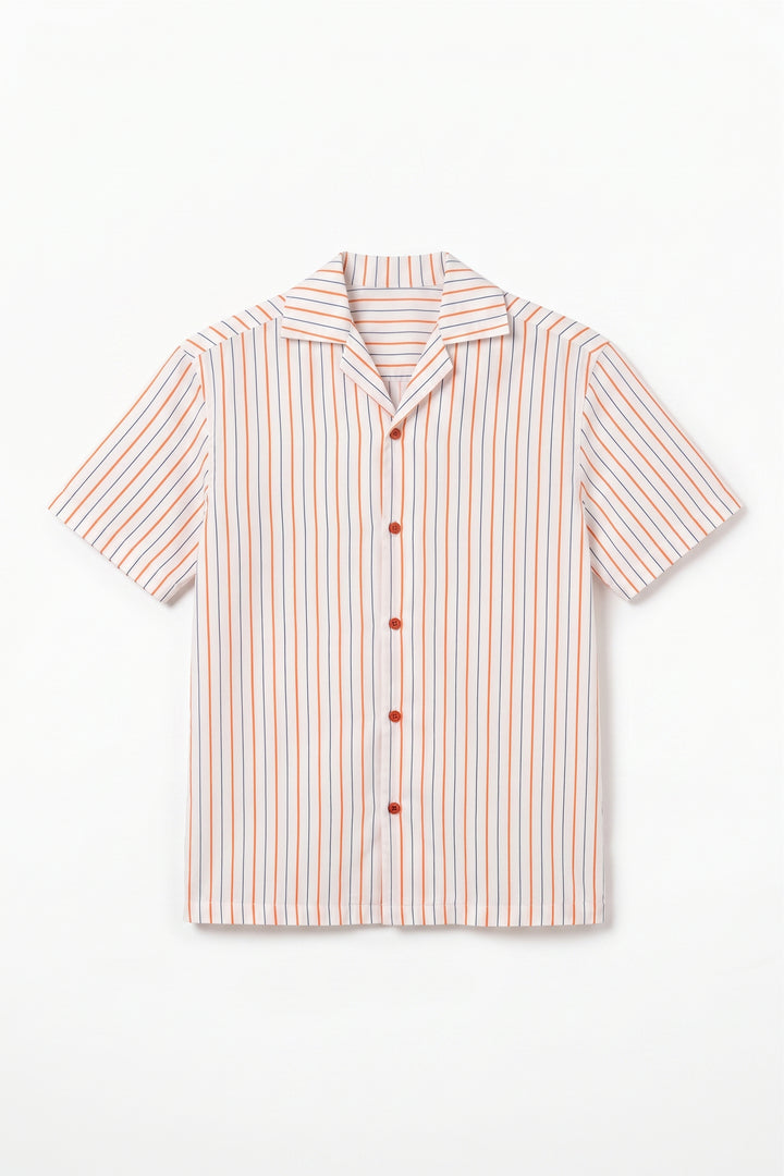 Orange Striped Cotton Shirt