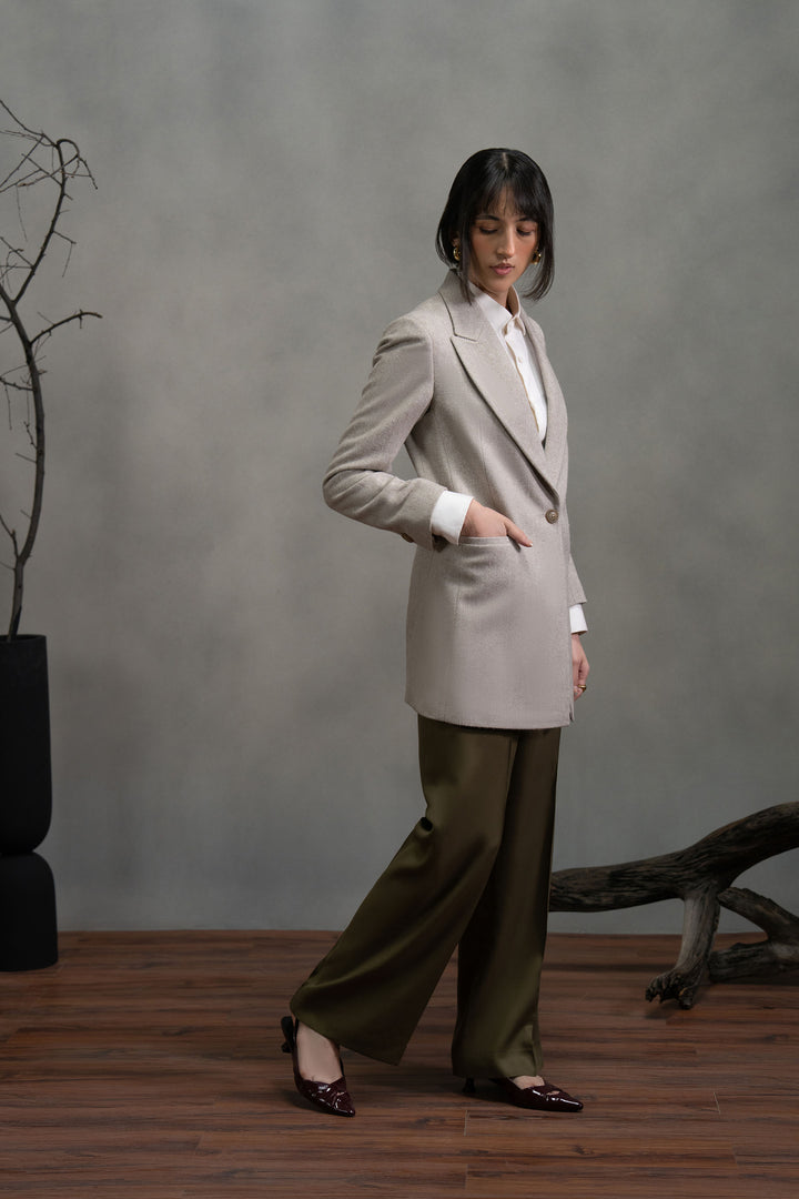 Beige Single Breasted Chester