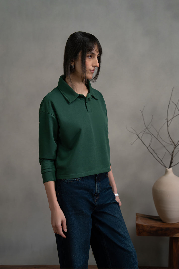 Bottle Green Knitted Polo