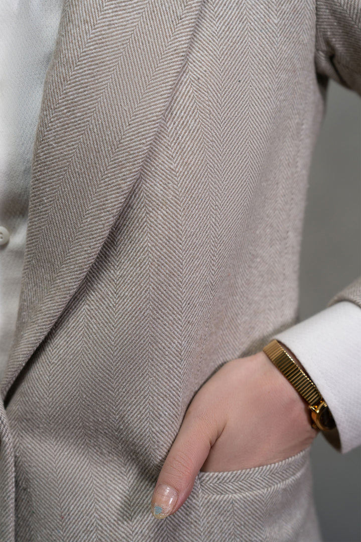 Beige Single Breasted Chester