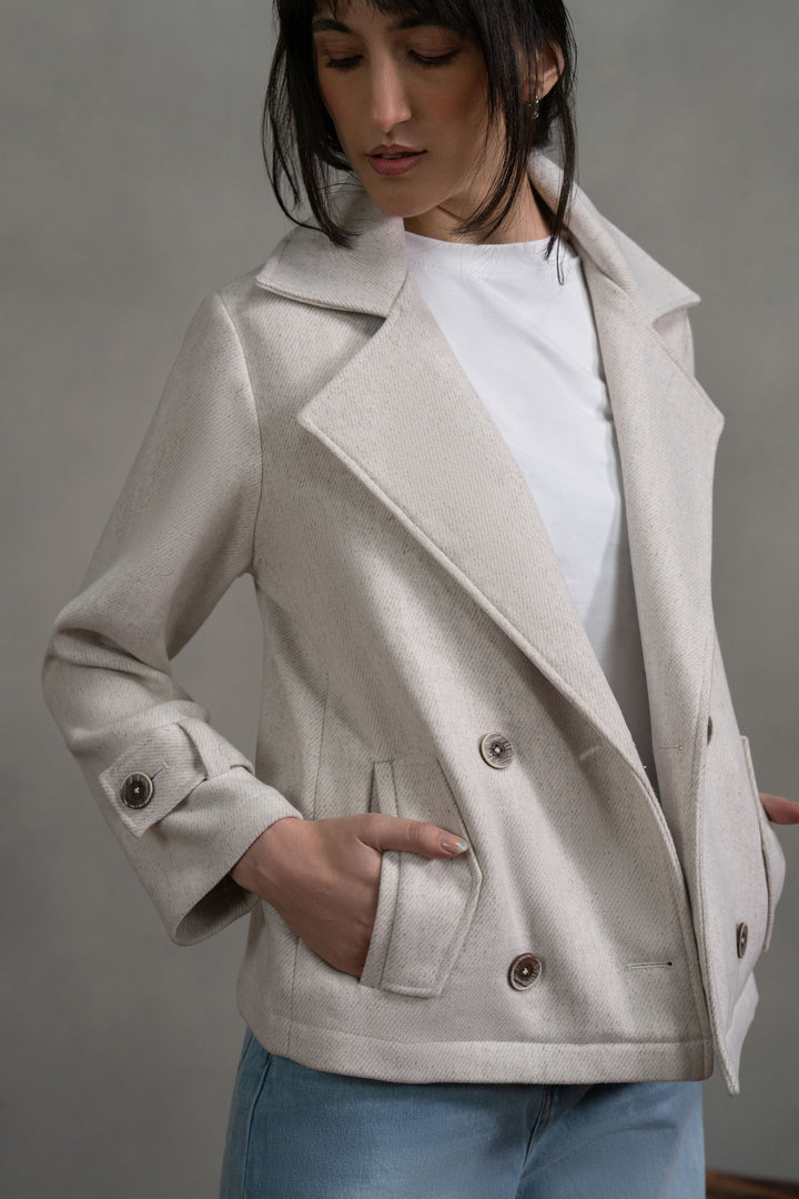 Ivory Short Double Breasted Coat