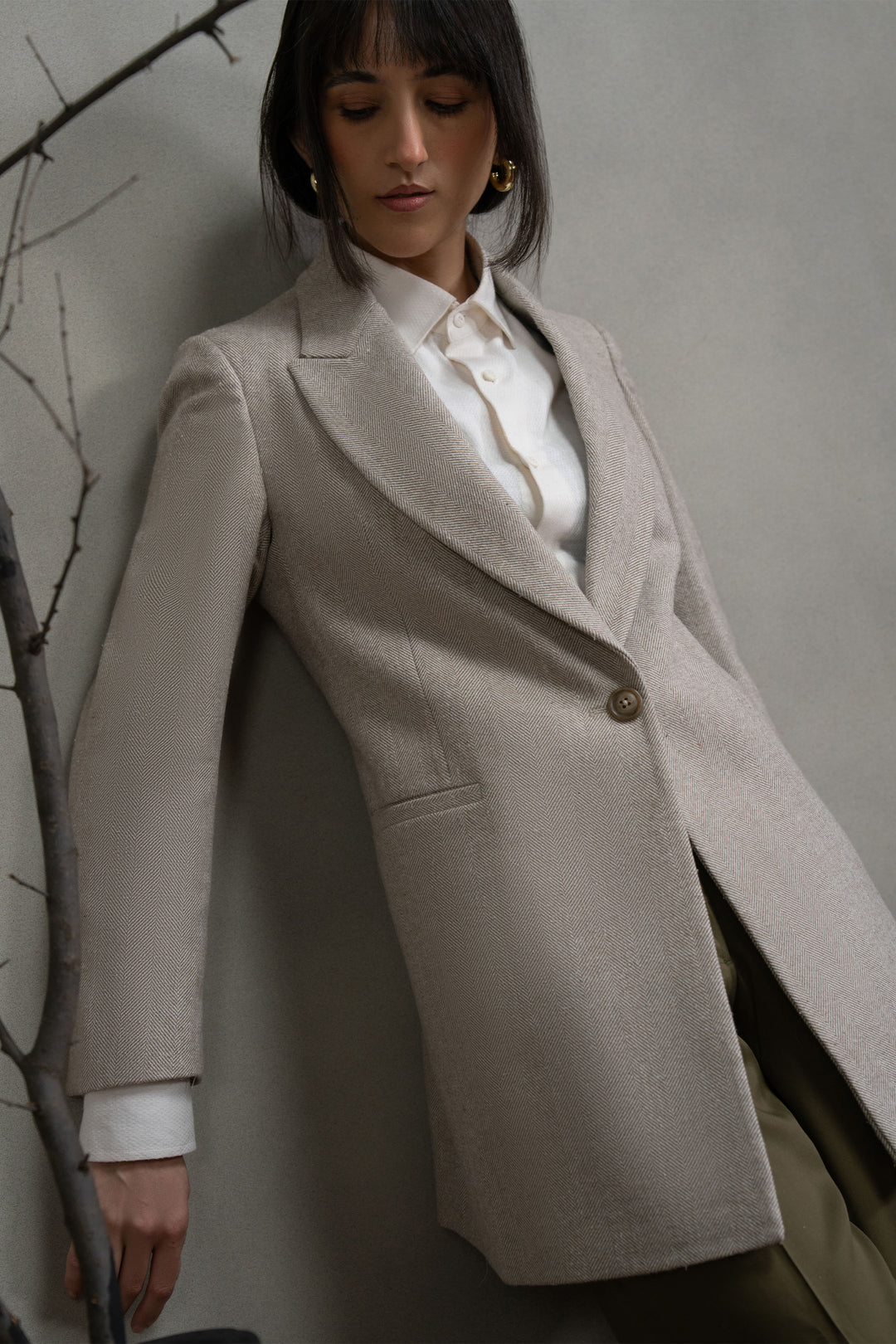 Beige Single Breasted Chester