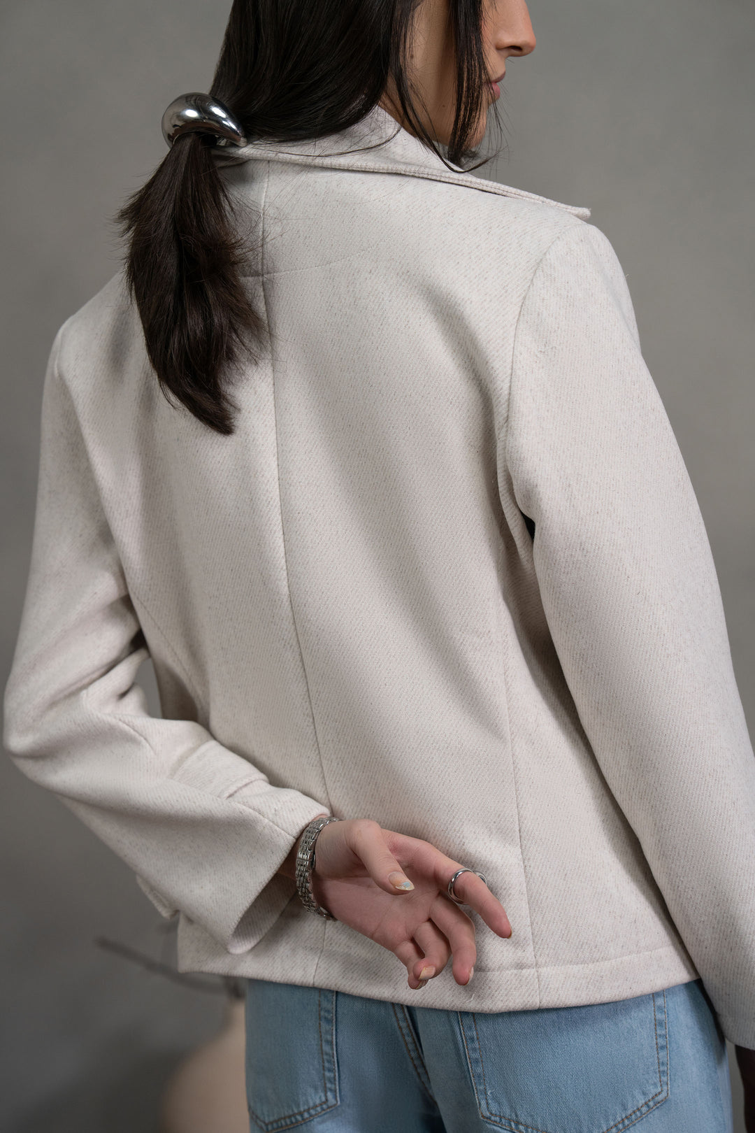 Ivory Short Double Breasted Coat