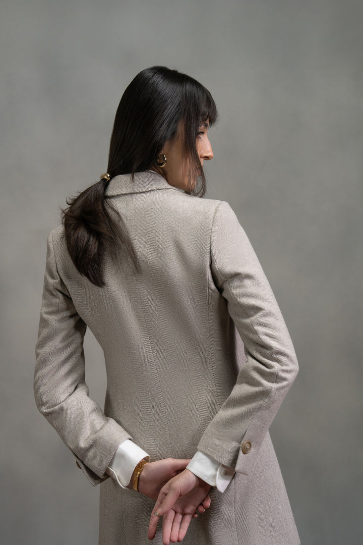 Beige Single Breasted Chester